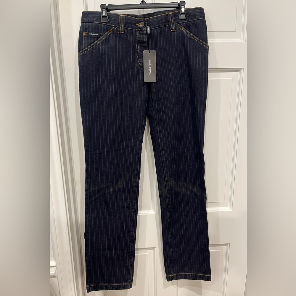 Vintage Dolce and Gabana striped jeans. Size 46 or US 20. NWT!
